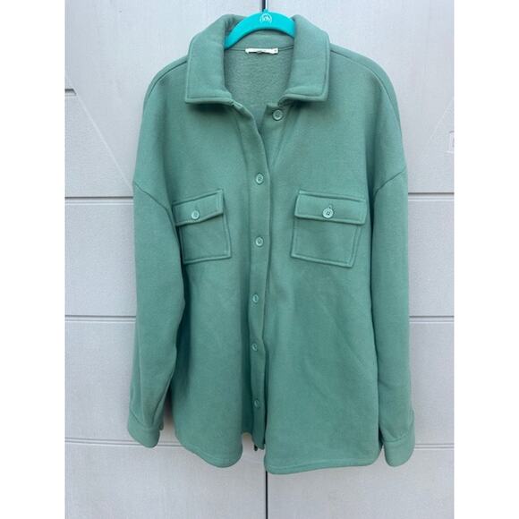 Revolve Tularosa Button Up Shirt Jacket Shacket Oversized Teal Fleece Lined Sz M - Picture 8 of 13
